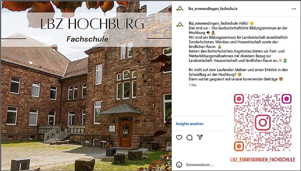 Erster Instagram-Post des LBZ mit QR-Code Erster Instagram-Post des LBZ mit QR-Code
